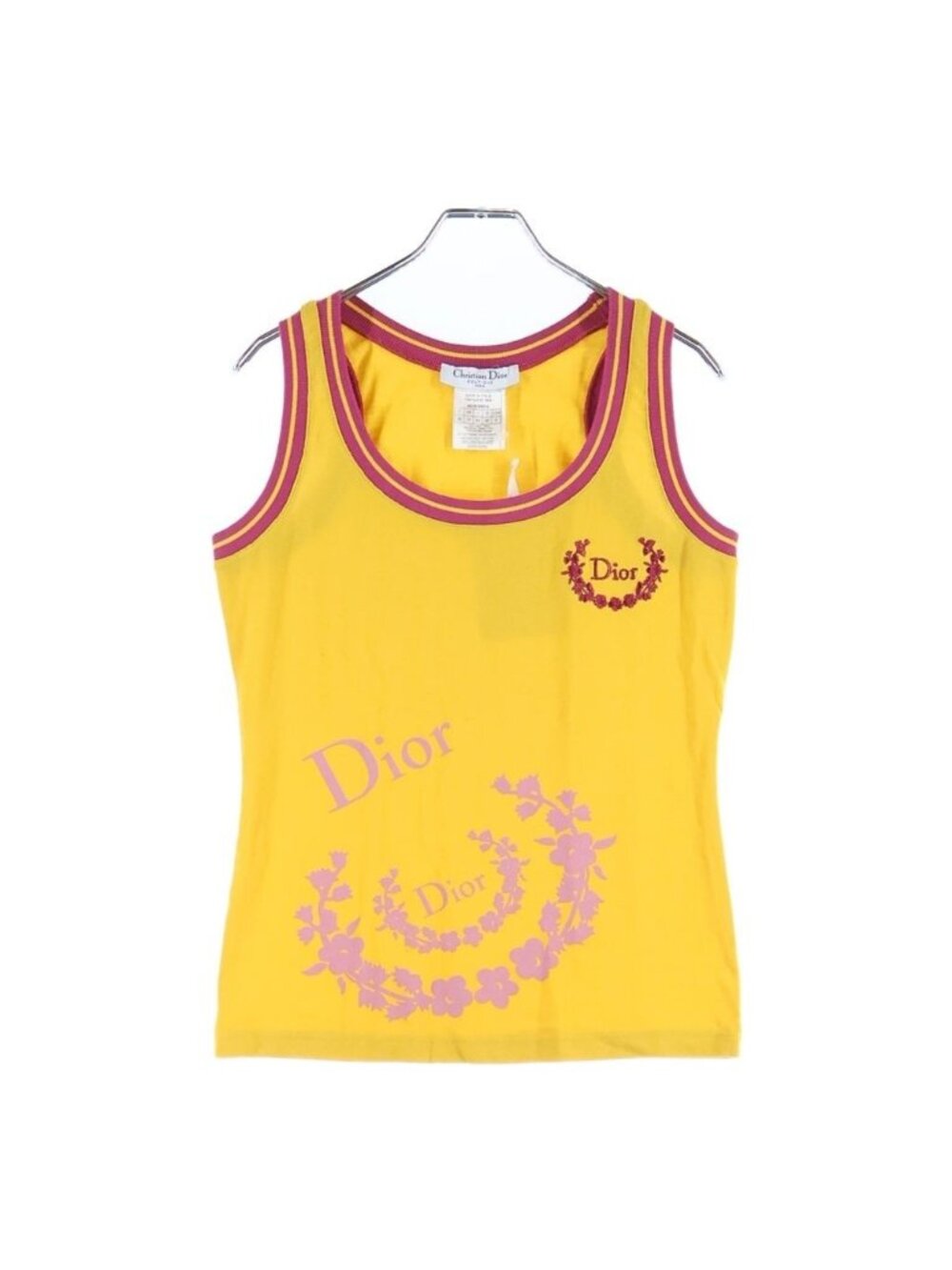 Dior Front Logo Embroidery Golf Tank Top Sleeveless Yellow 38